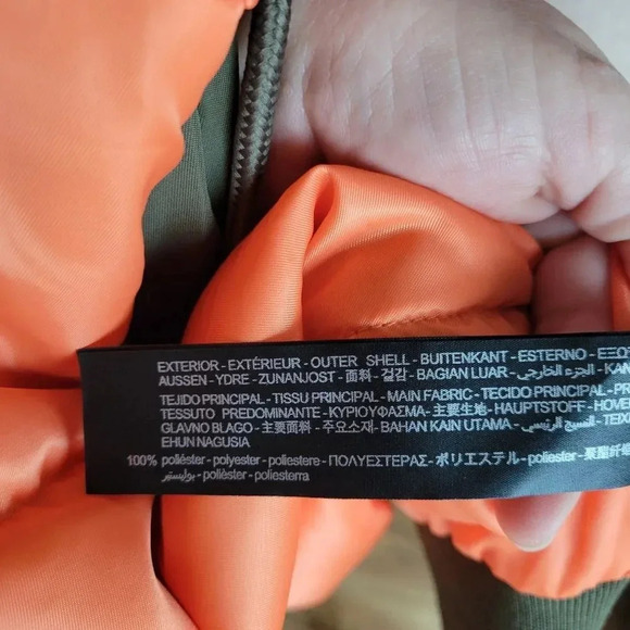 ZARA, New, Cropped Nylon Hooded Zip Front Army Green Khaki Puff Vest, Size XL - Picture 14 of 16